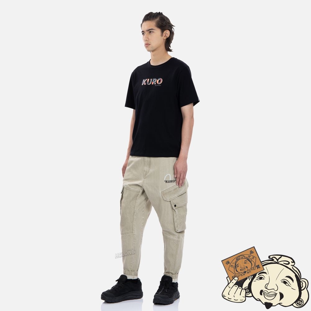 Men Evisu MIXED GRAPHIC EMBOSSED 3D CARGO DENIM JOGGERS Kaki | 843ANLPMR