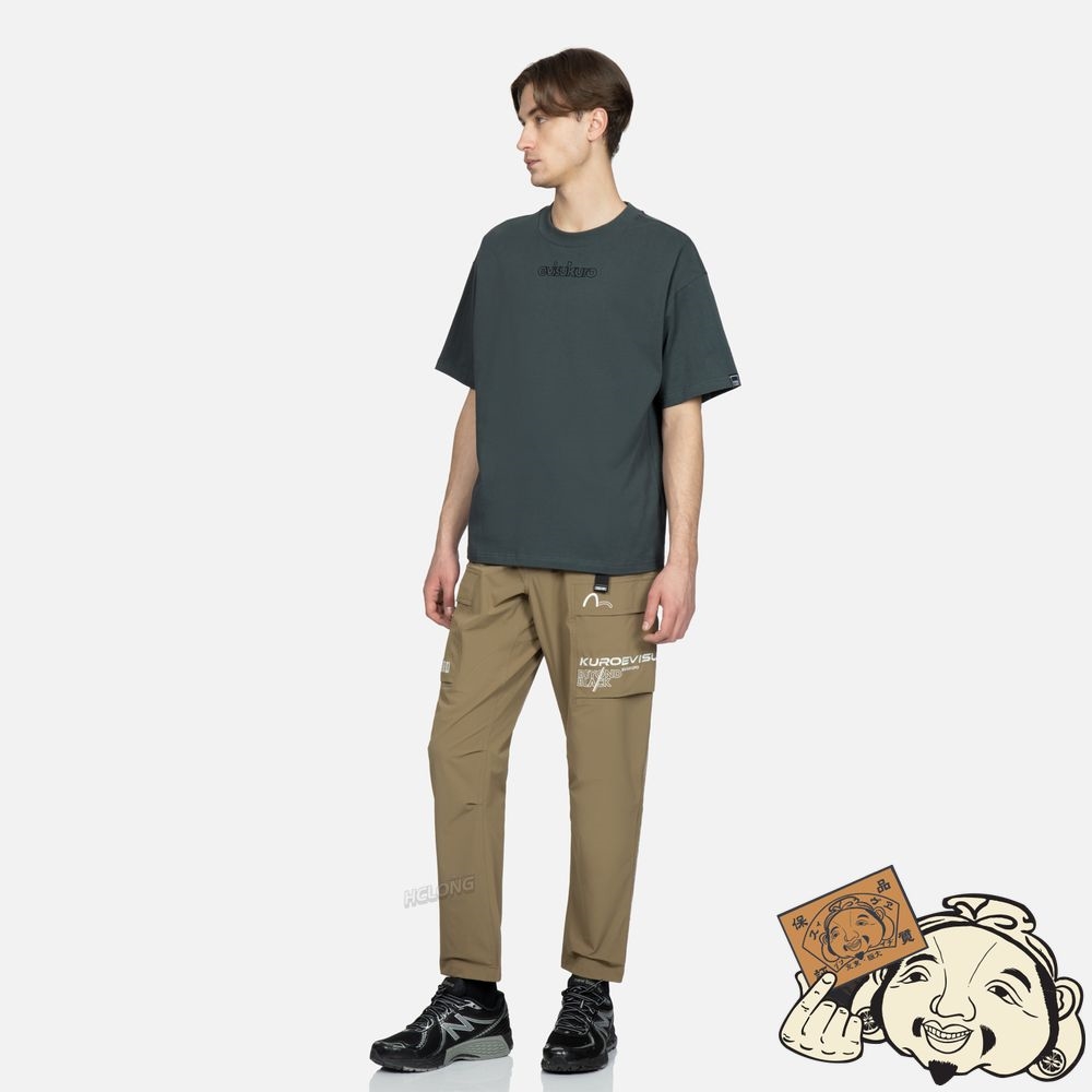Men Evisu MOCK-NECK LOGO T-SHIRT CHARCOAL | 025WNUMZF