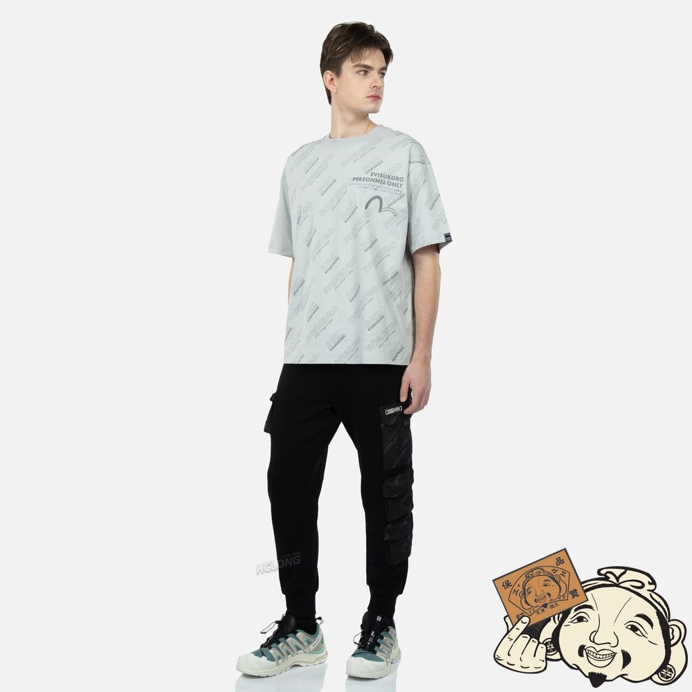Men Evisu MONOGRAM LOGO PRINT T-SHIRT Grise | 963CKZOVQ