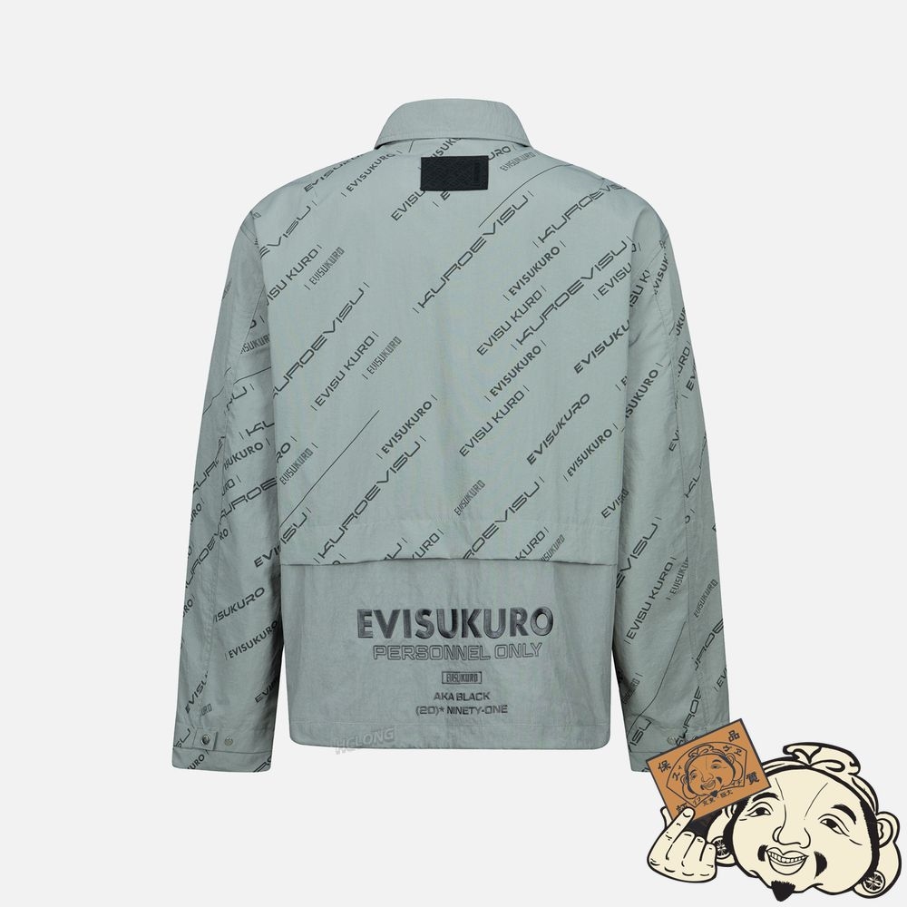 Men Evisu MONOGRAM LOGO PRINT UTILITY JACKET Grise | 598UADFGL