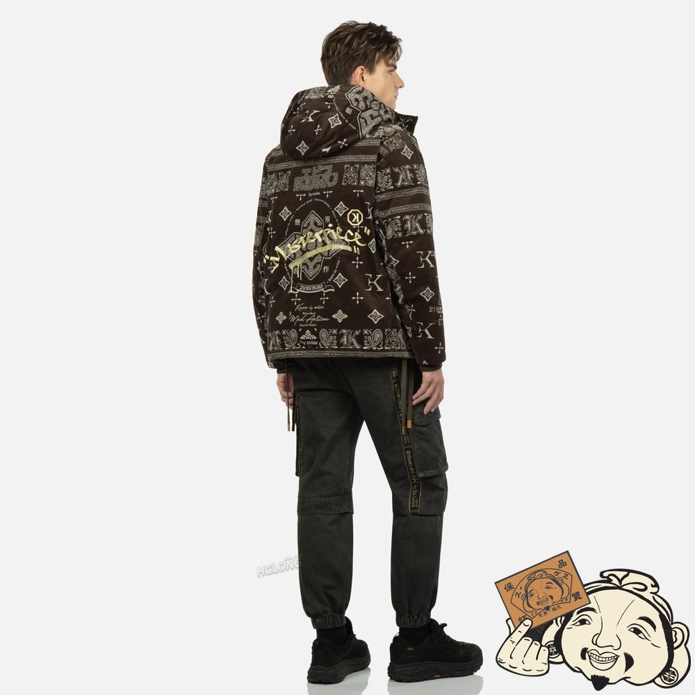 Men Evisu MONOGRAM PAISLEY AND LOGO PRINT DOWN JACKET Marron | 704VMDPRO