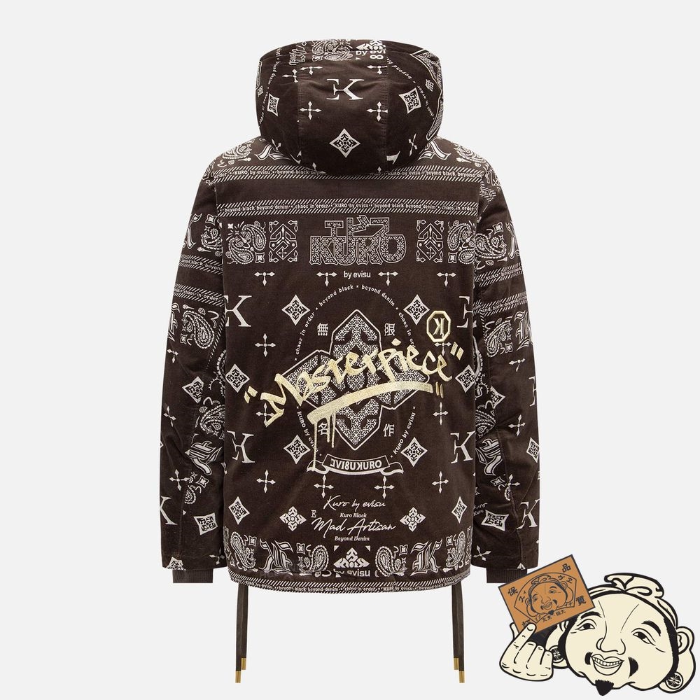 Men Evisu MONOGRAM PAISLEY AND LOGO PRINT DOWN JACKET Marron | 704VMDPRO