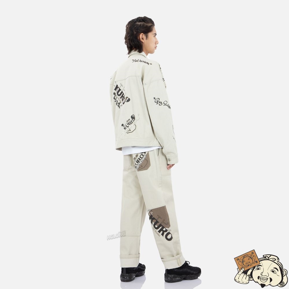 Men Evisu MONOGRAM PRINT DENIM JACKET Beige | 905YOWIZS