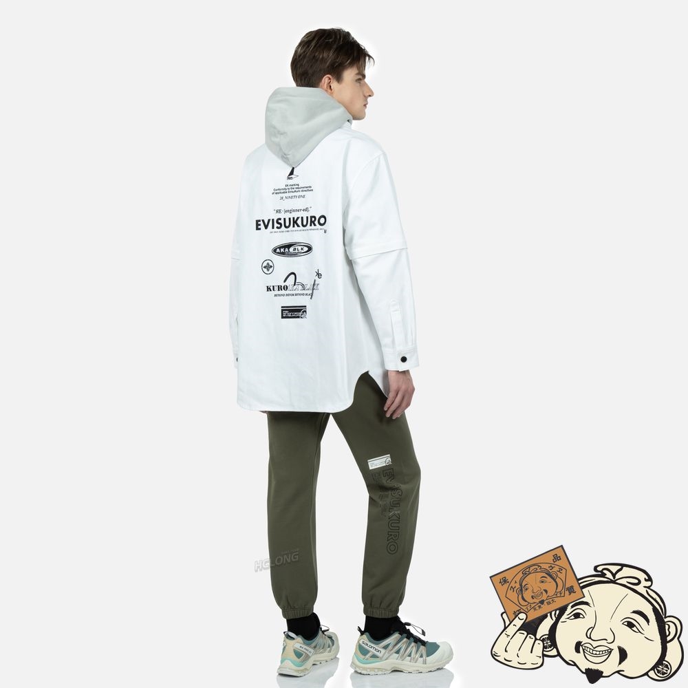 Men Evisu MULTI GRAPHIC EMBROIDERY MOCK 2-IN-1 JACKET Blanche | 432CSZFMY