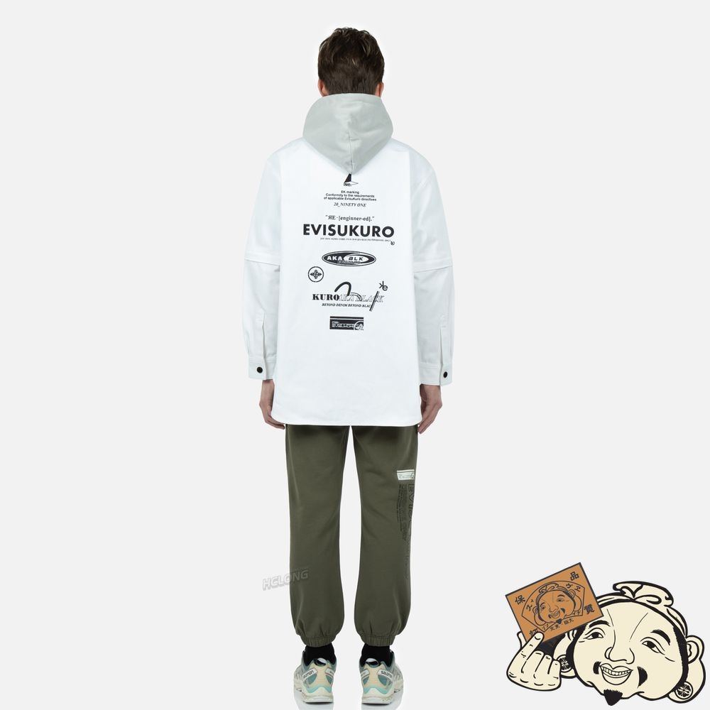 Men Evisu MULTI GRAPHIC EMBROIDERY MOCK 2-IN-1 JACKET Blanche | 432CSZFMY
