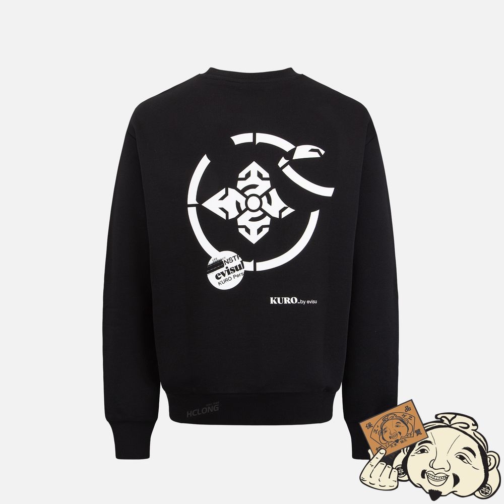 Men Evisu MULTI GRAPHIC PRINT SWEATSHIRT Noir | 209DBTVRS