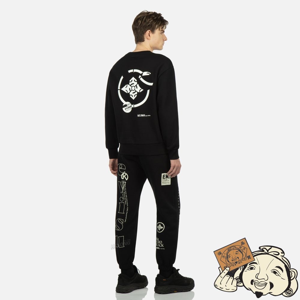 Men Evisu MULTI GRAPHIC PRINT SWEATSHIRT Noir | 209DBTVRS