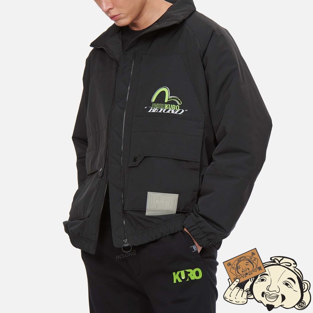 Men Evisu MULTI KAMON PRINT PADDED JACKET Noir | 806MFNZXY