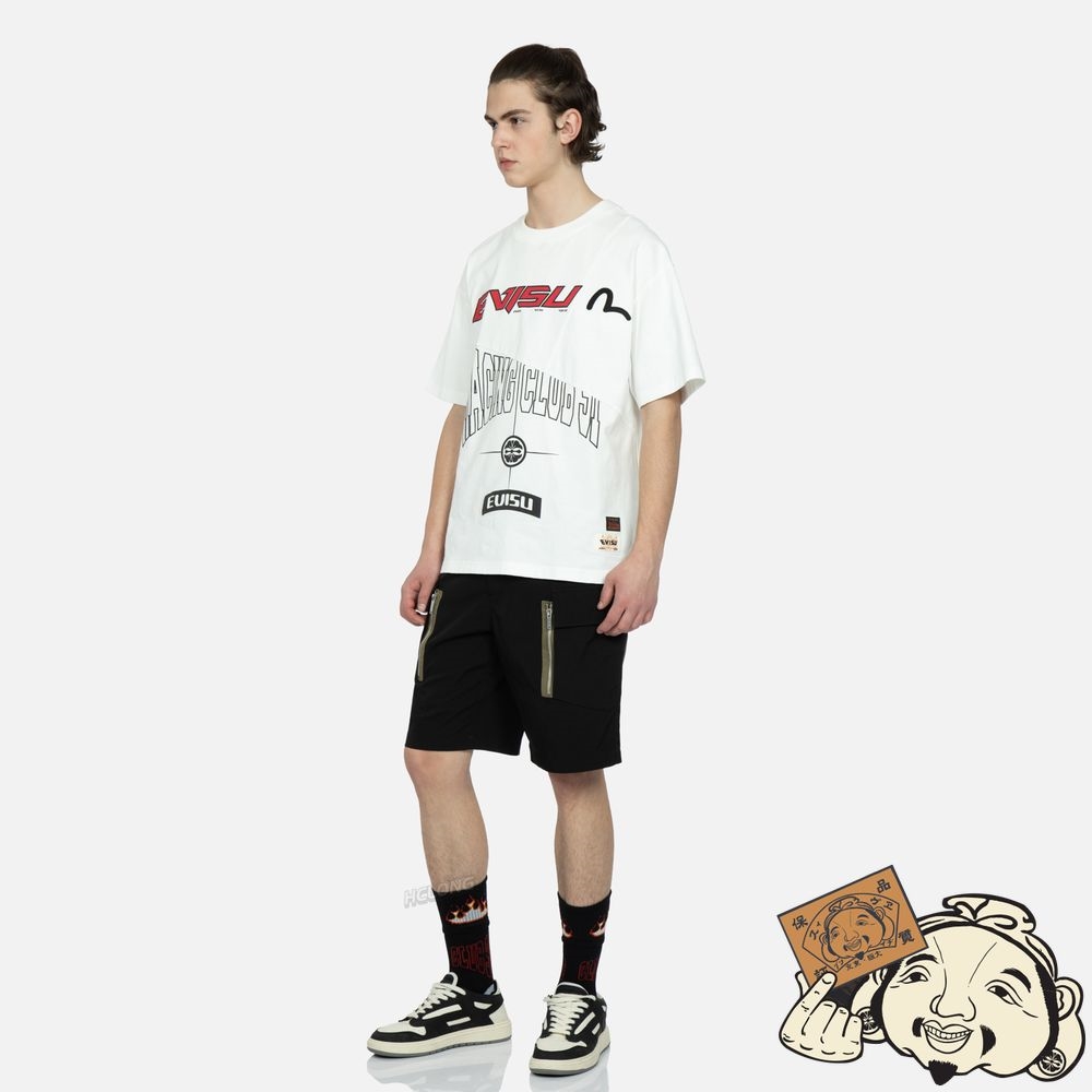 Men Evisu MULTI-LOGO AND GRAPHIC PRINT PATCHWORK T-SHIRT Blanche | 948KMJVLH