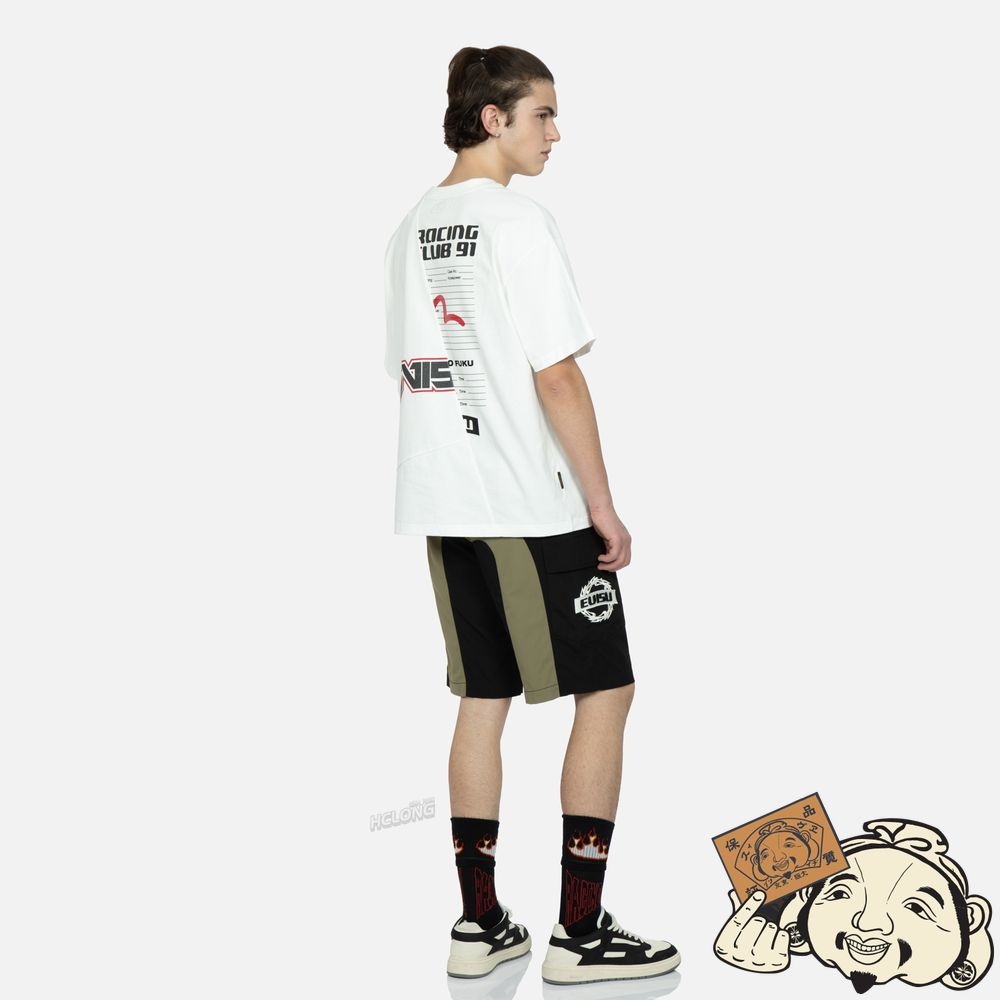 Men Evisu MULTI-LOGO AND GRAPHIC PRINT PATCHWORK T-SHIRT Blanche | 948KMJVLH