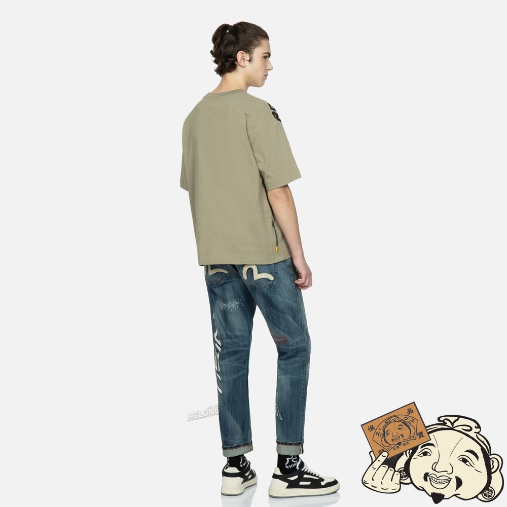 Men Evisu MULTI-LOGO AND SEAGULL EMBROIDERY CARROT-FIT JEANS #2017 Indigo | 407HBNYMF