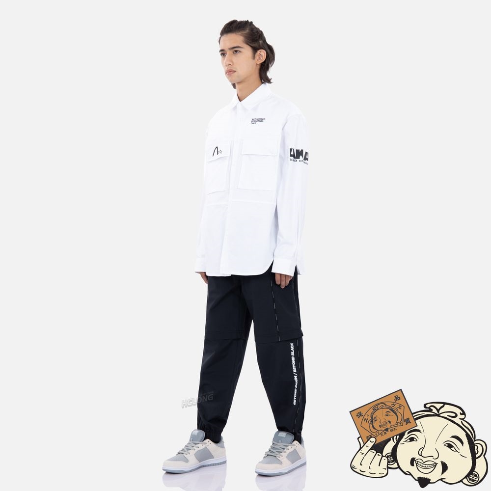 Men Evisu MULTI LOGO PRINT CARGO SHIRT Blanche | 456SYEXVL