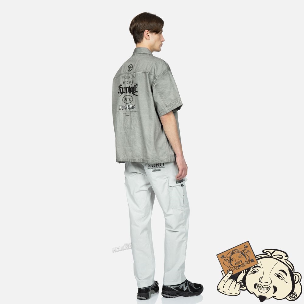 Men Evisu MULTI-LOGO PRINT COLD-DYE SHIRT Grise | 085ARVCPN