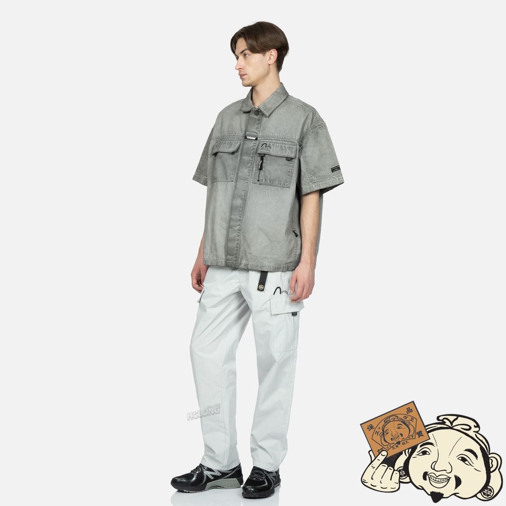 Men Evisu MULTI-LOGO PRINT COLD-DYE SHIRT Grise | 085ARVCPN