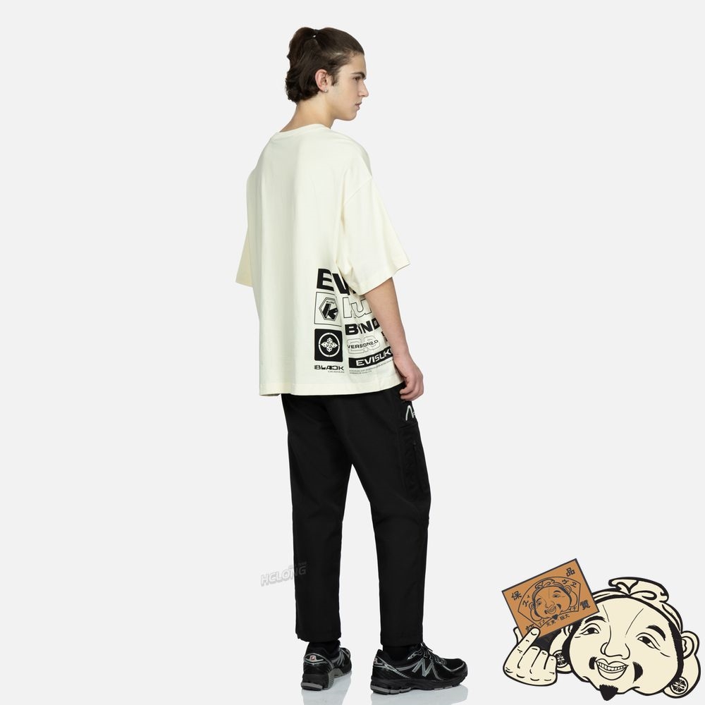 Men Evisu MULTI-LOGO PRINT T-SHIRT Blanche | 943ZXOCEI