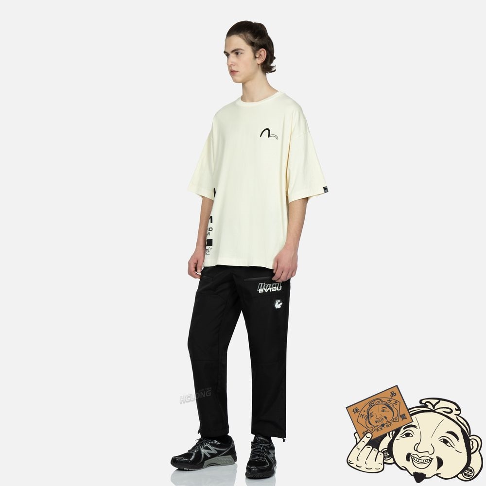Men Evisu MULTI-LOGO PRINT T-SHIRT Blanche | 943ZXOCEI