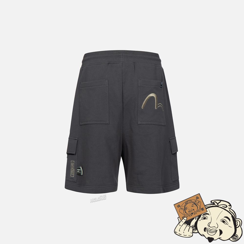 Men Evisu MULTI-POCKET CARGO SWEAT SHORTS CHARCOAL | 154UIVMPH
