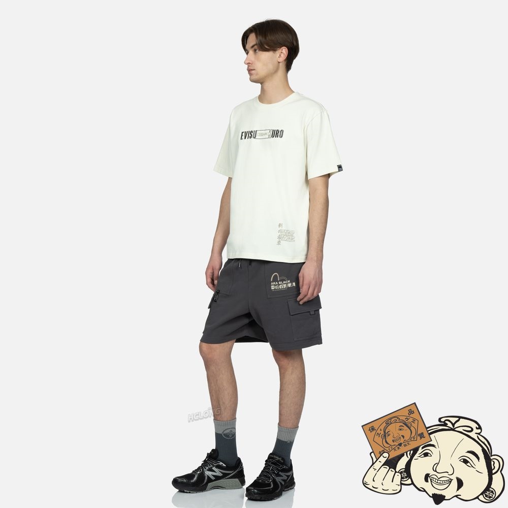Men Evisu MULTI-POCKET CARGO SWEAT SHORTS CHARCOAL | 154UIVMPH