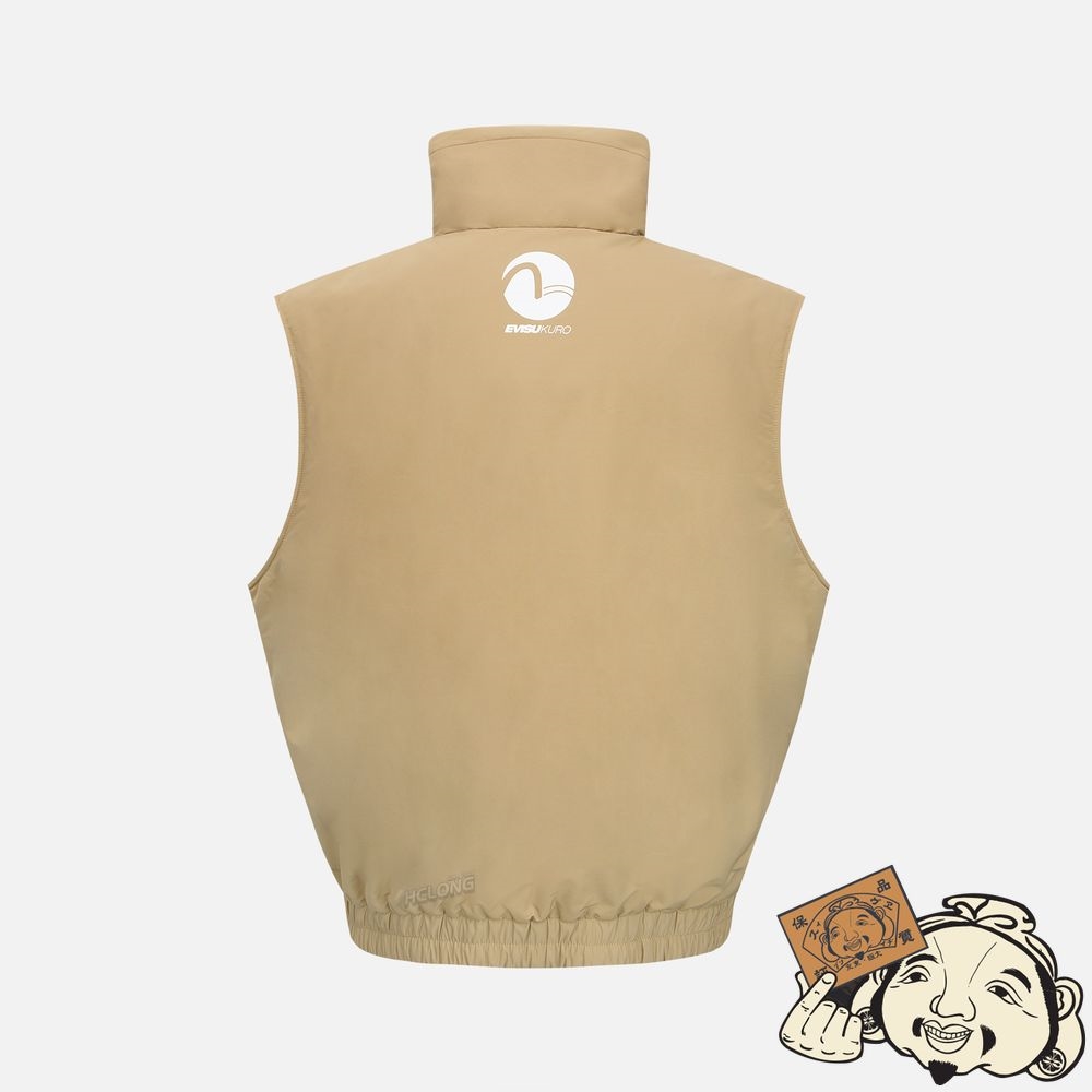 Men Evisu MULTI POCKET PADDED VEST JACKET Beige | 417TVOSEZ