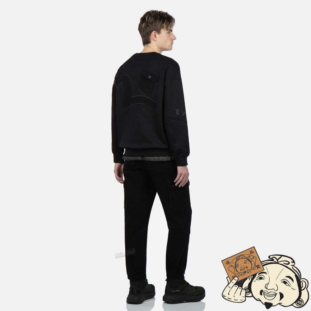 Men Evisu MULTI-POCKET PATCHWORK SWEATSHIRT Noir | 039XKNAZD