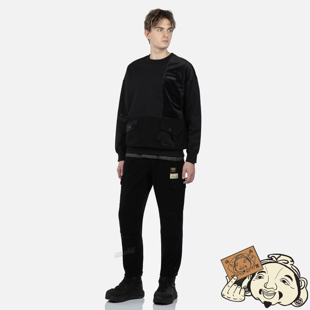 Men Evisu MULTI-POCKET PATCHWORK SWEATSHIRT Noir | 039XKNAZD