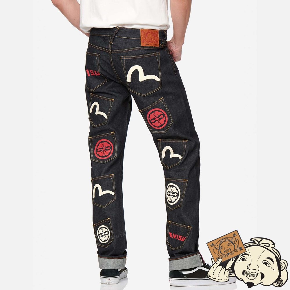 Men Evisu MULTI POCKET REGULAR STRAIGHT FIT JEANS #2008 Indigo | 706VHRTYJ