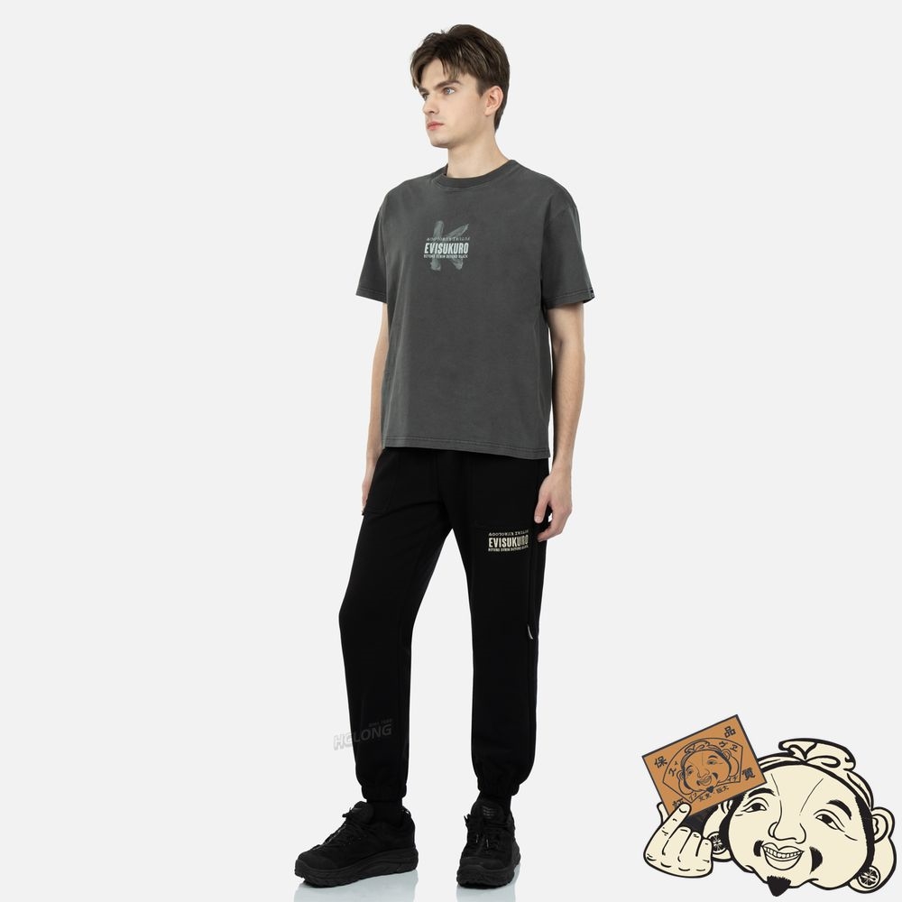 Men Evisu Mixed Graphique Print Washed T-shirt Noir | 971QMBJOH