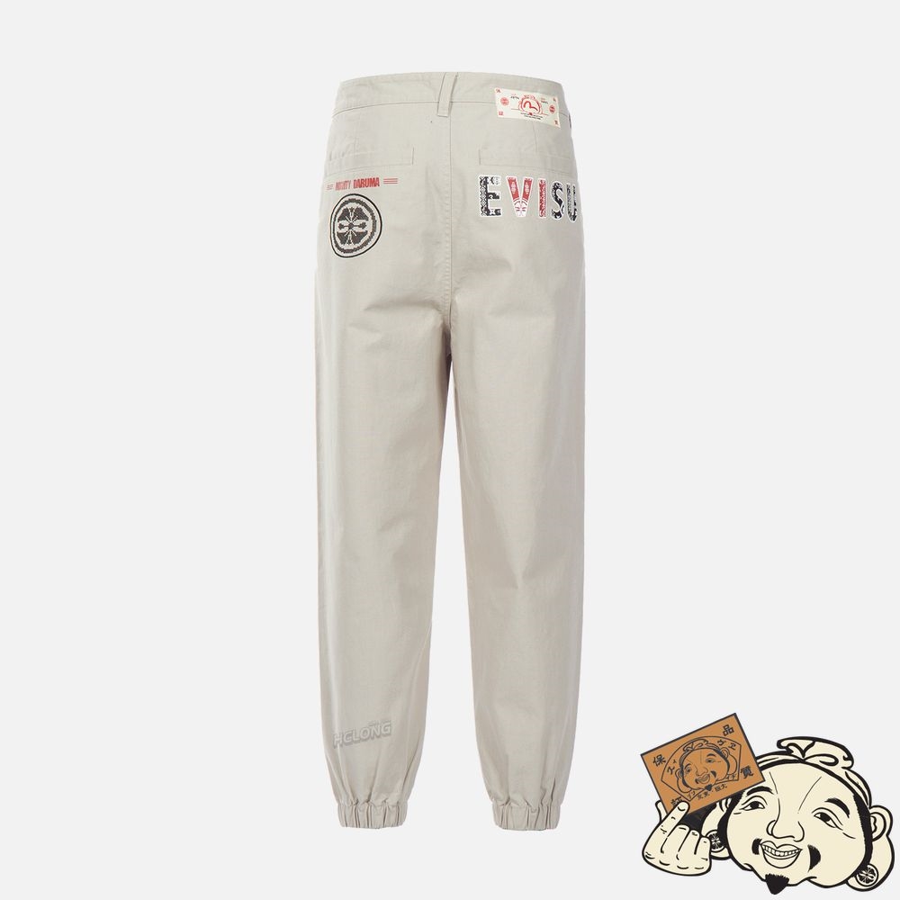 Men Evisu NOMADIC PATTERN LOGO PRINT JOGGERS Kaki | 792SBYMVO