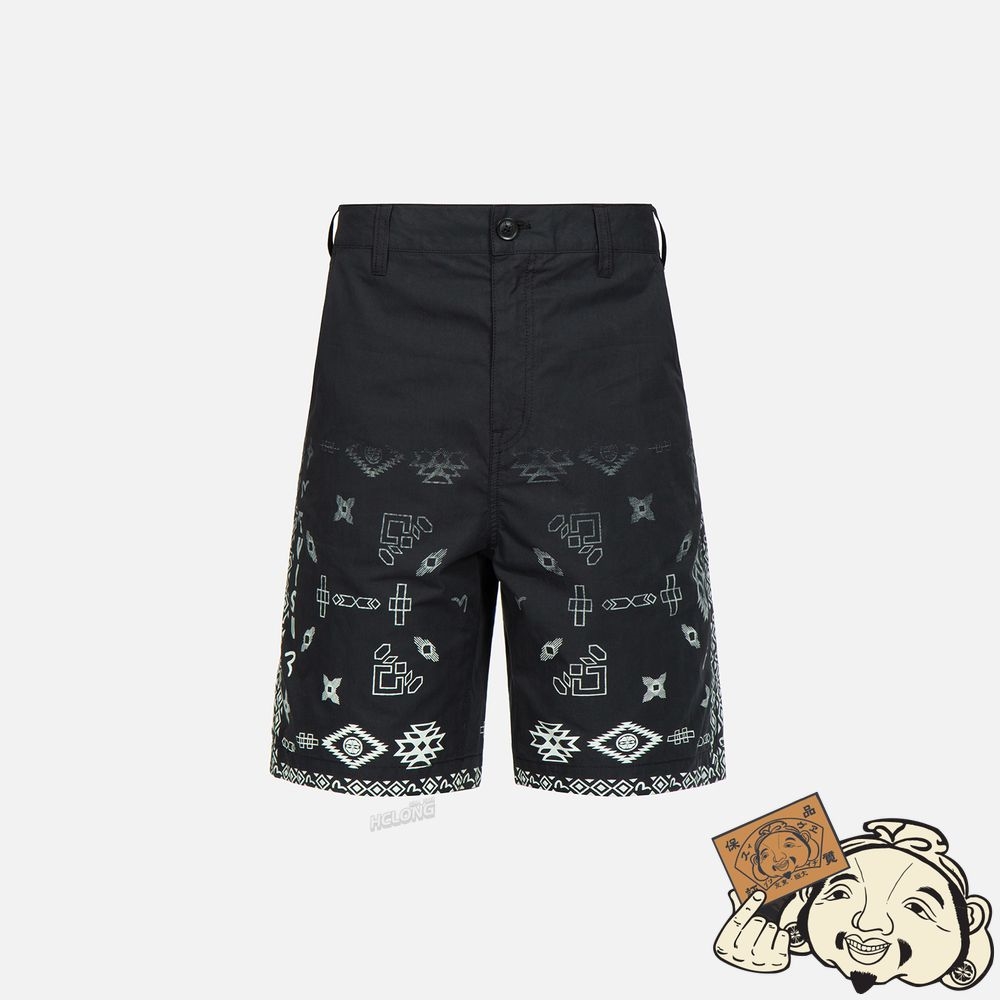 Men Evisu NOMADIC PATTERN PRINT WOVEN SHORTS Noir | 391MWPBOI