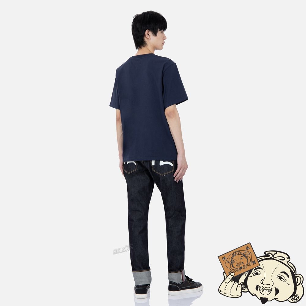Men Evisu OFF-WHITE SEAGULL CARROT FIT RAW DENIM JEANS #2017 Indigo | 842UEFNTX