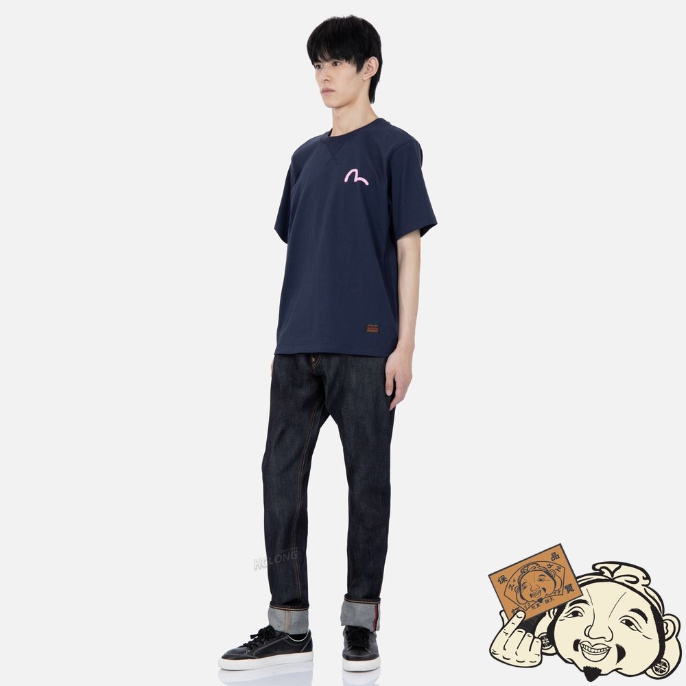 Men Evisu OFF-WHITE SEAGULL CARROT FIT RAW DENIM JEANS #2017 Indigo | 842UEFNTX