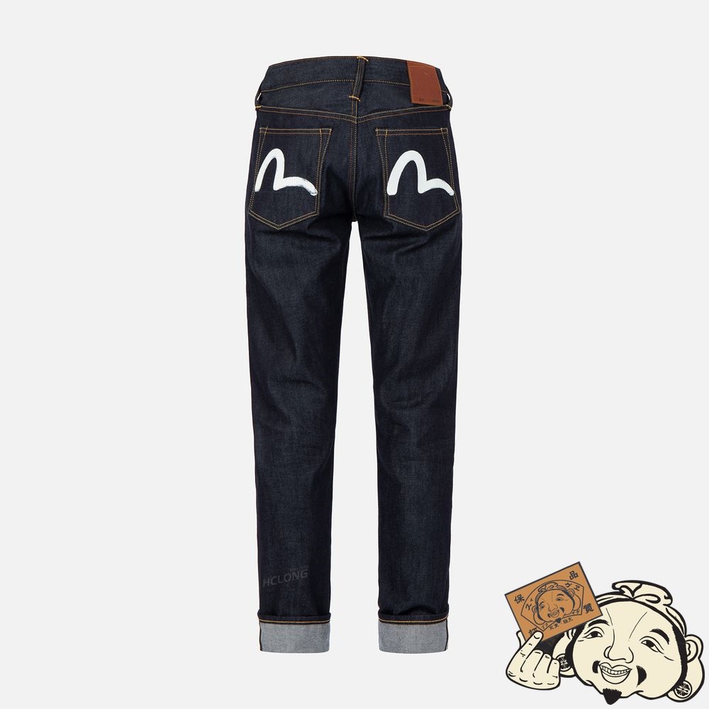 Men Evisu OFF-WHITE SEAGULL CARROT FIT RAW DENIM JEANS #2017 Indigo | 842UEFNTX