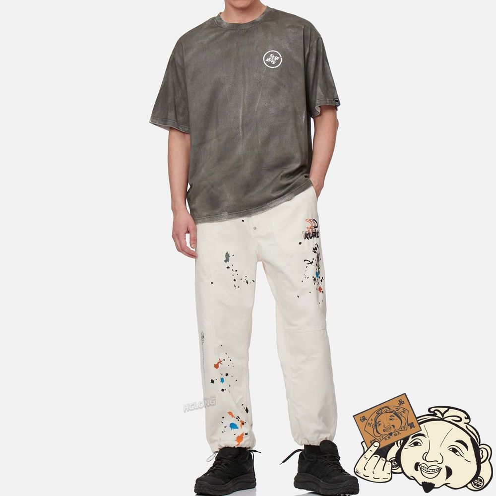 Men Evisu PAINT SPLASH PRINT MONOGRAM DENIM PANTS Beige | 243NJHPZA