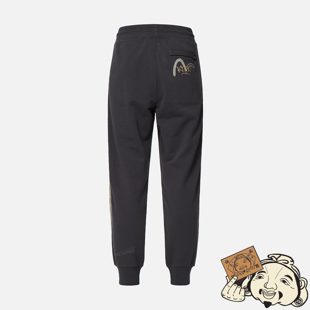 Men Evisu PAISLEY PRINT SIDE ZIP GUSSET SWEATPANTS CHARCOAL | 097BDKSYV