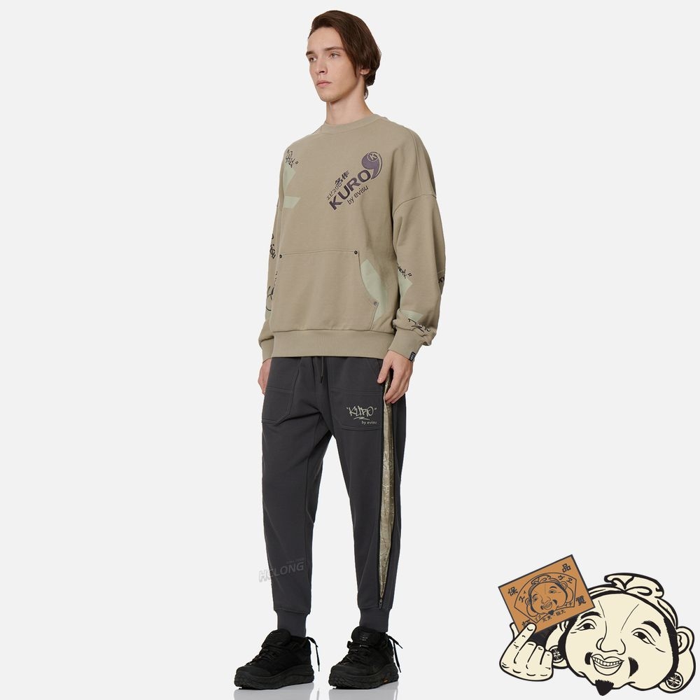 Men Evisu PAISLEY PRINT SIDE ZIP GUSSET SWEATPANTS CHARCOAL | 097BDKSYV