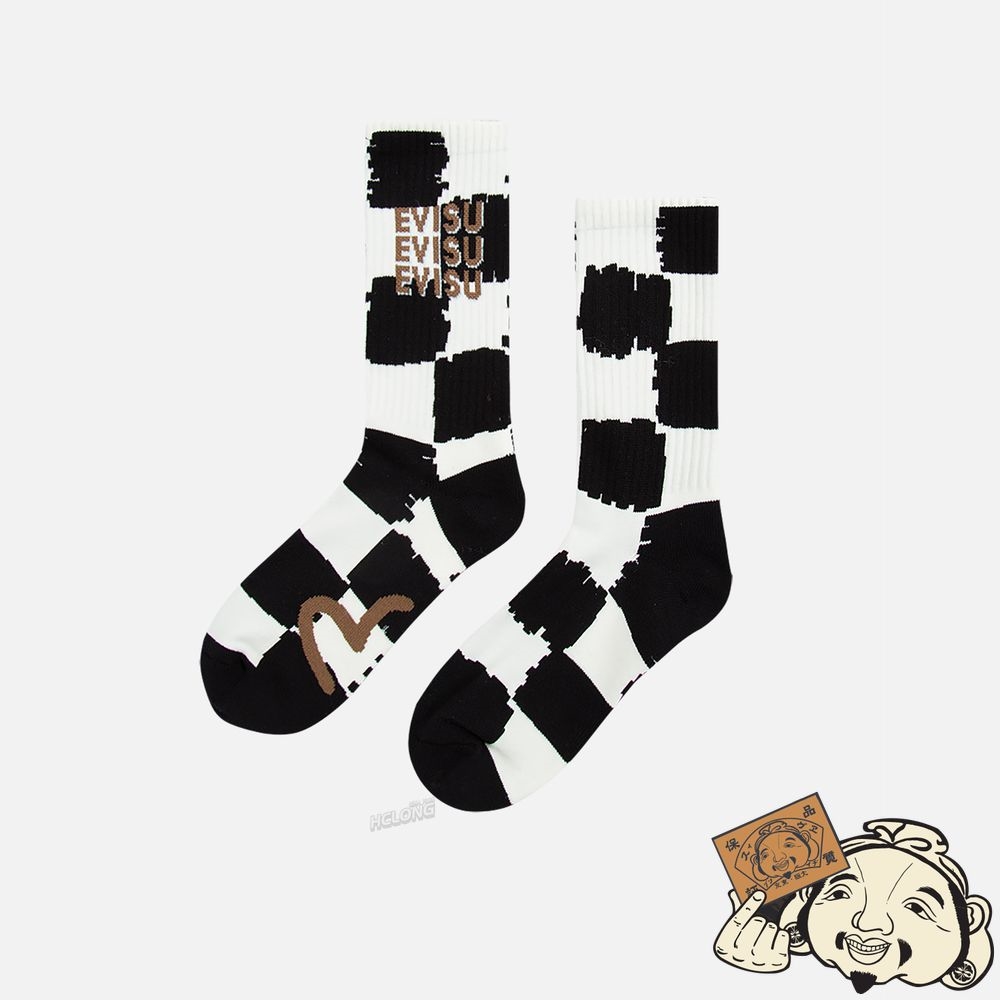 Men Evisu PATTERN AND LOGO JACQUARD LONG SOCKS MULTIPLE | 692HBVKIM
