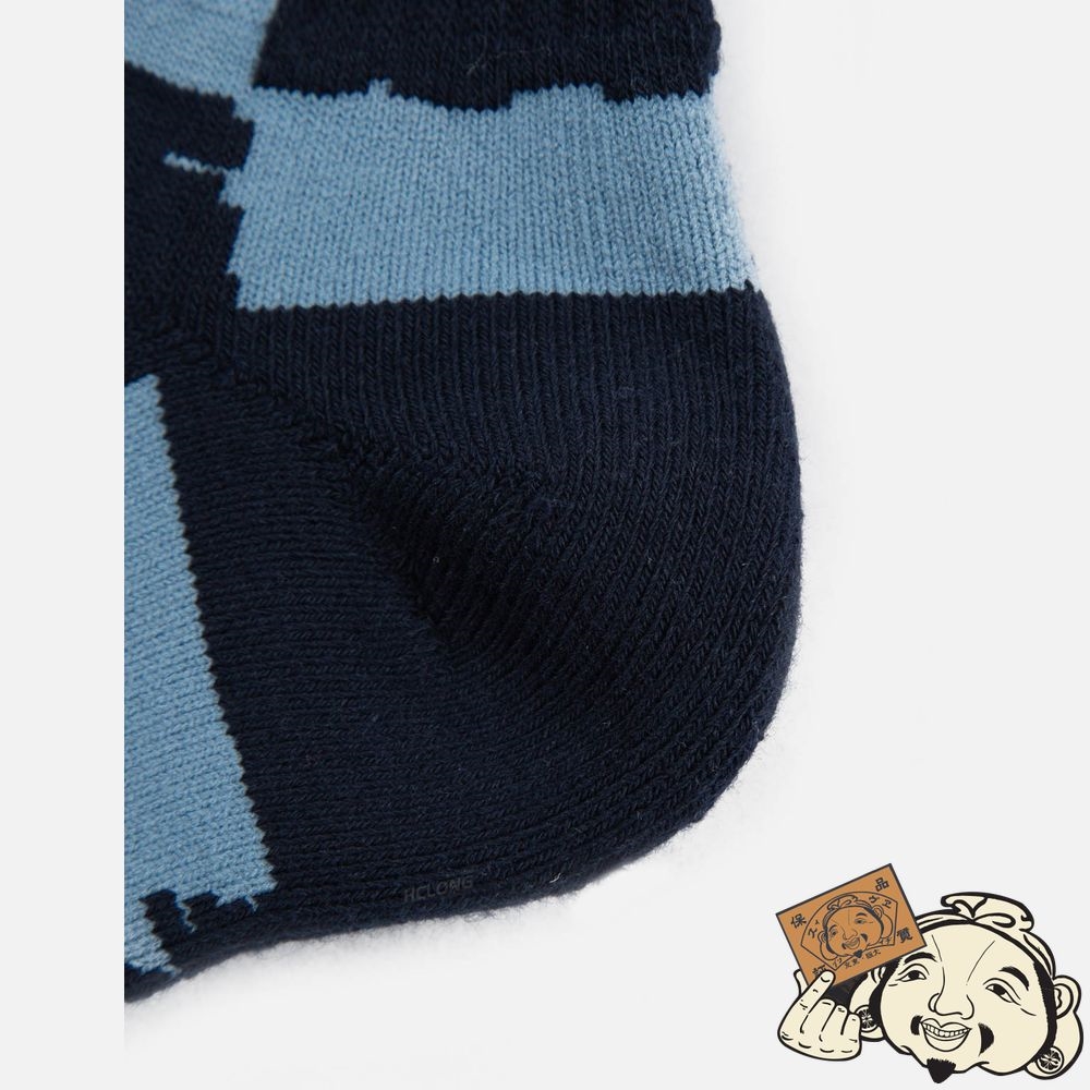 Men Evisu PATTERN AND LOGO JACQUARD LONG SOCKS Bleu | 734VXFIPA