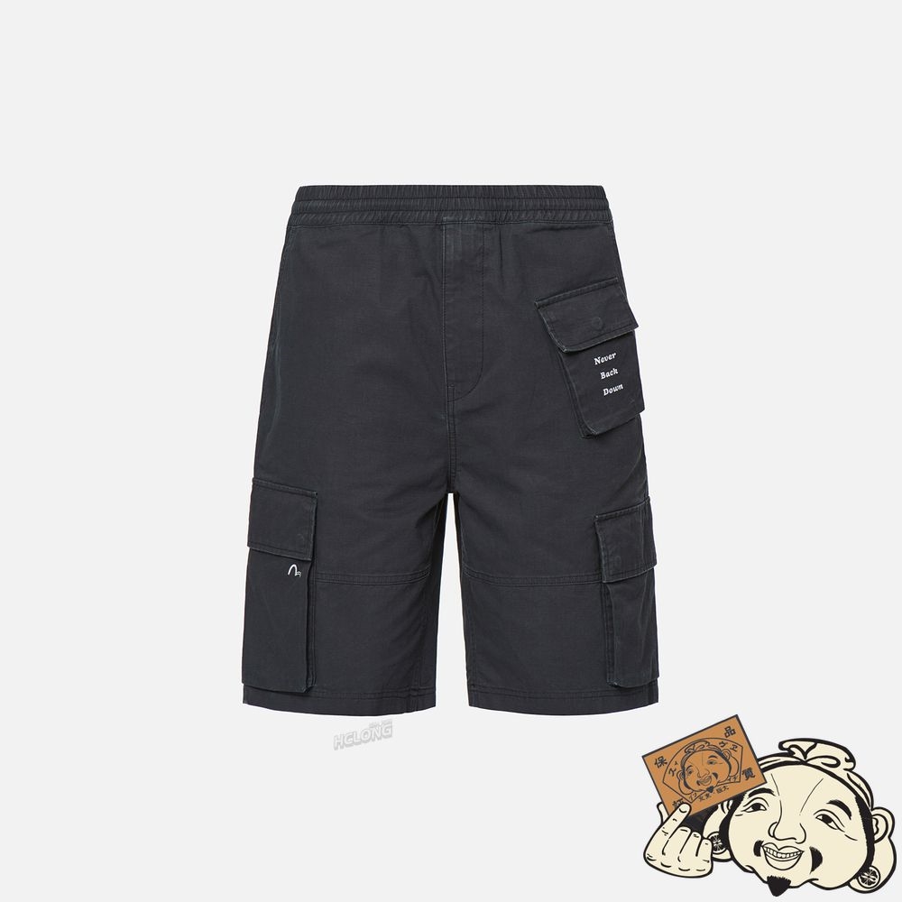 Men Evisu PIGMENT WASHED CARGO SHORTS Noir | 239FBEDOZ