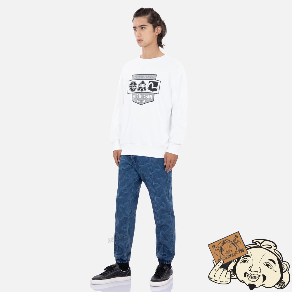 Men Evisu POCKET GRAPHIC PRINT SWEATSHIRT Blanche | 035OPDVMJ