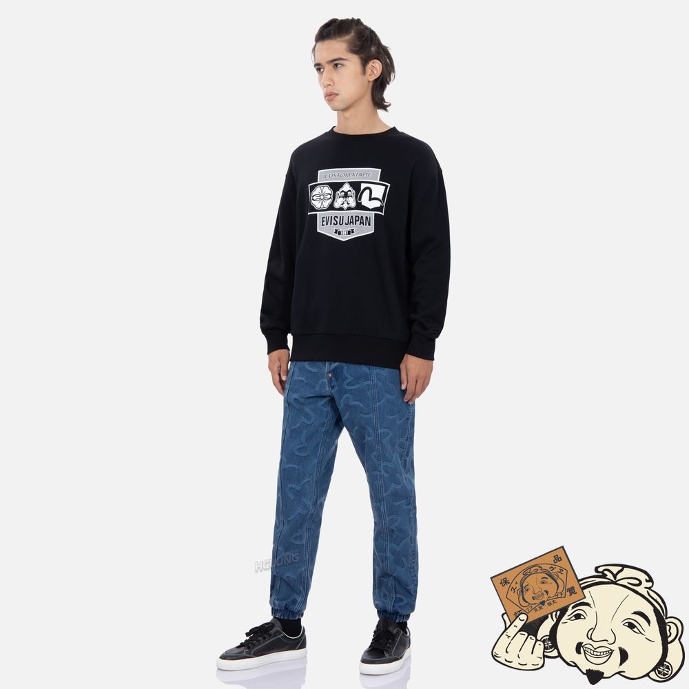 Men Evisu POCKET GRAPHIC PRINT SWEATSHIRT Noir | 589URPWMZ