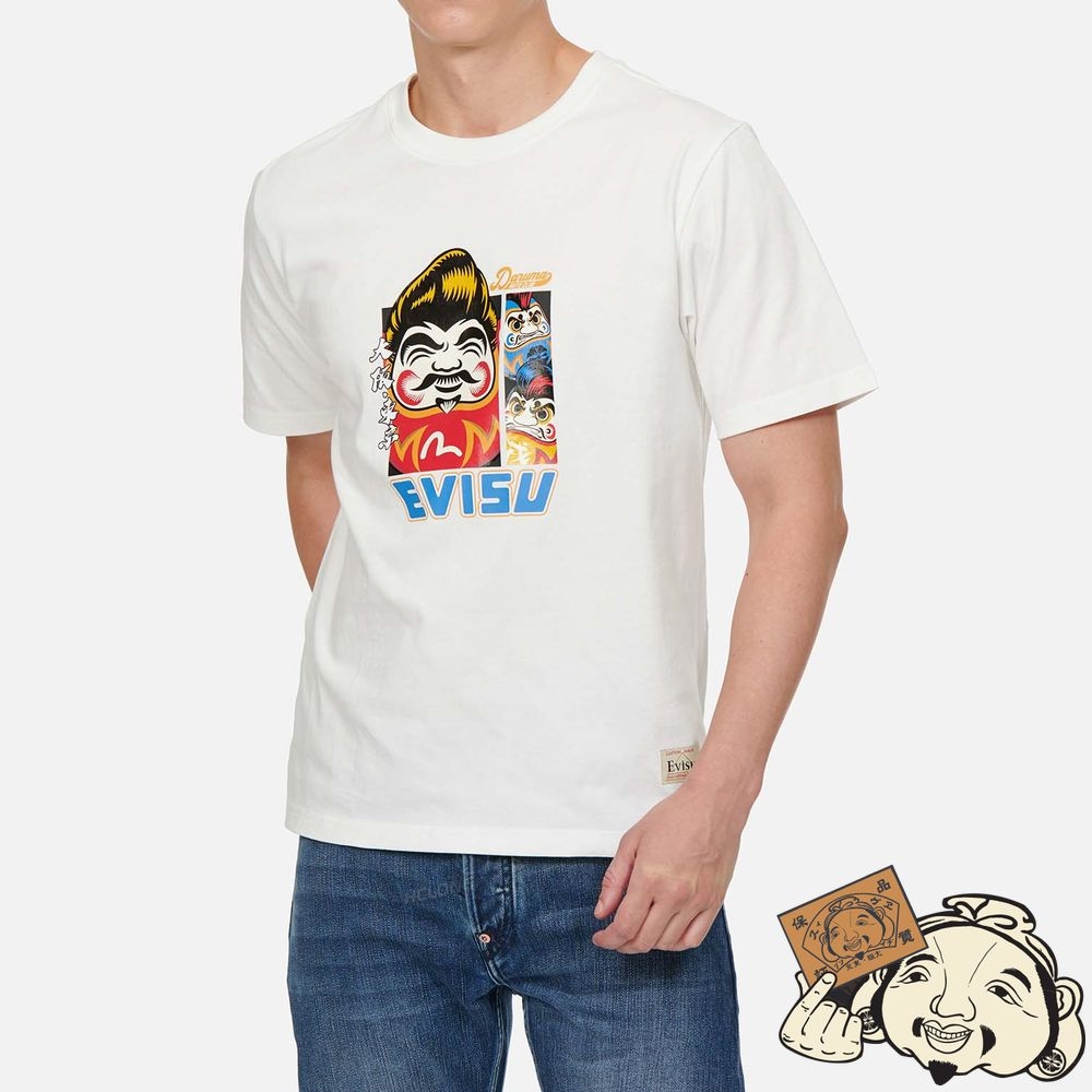 Men Evisu POMPADOUR DARUMA PRINT T-SHIRT Blanche | 765RGXVML