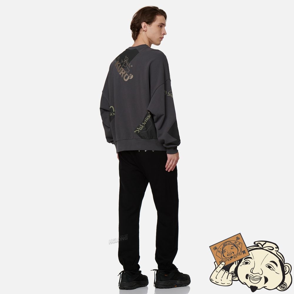 Men Evisu QUOTATION MARK PRINT SWEATSHIRT CHARCOAL | 073XQELIV
