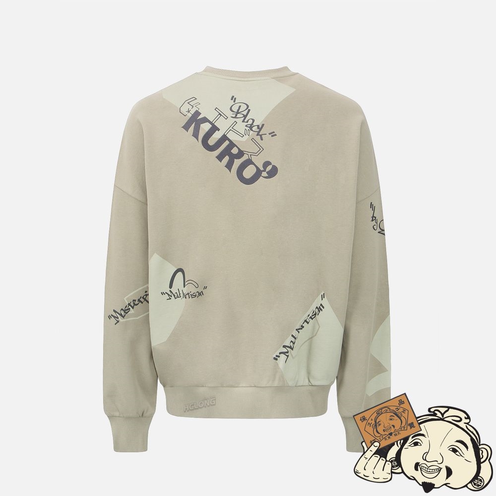 Men Evisu QUOTATION MARK PRINT SWEATSHIRT Kaki | 617CWUOKG