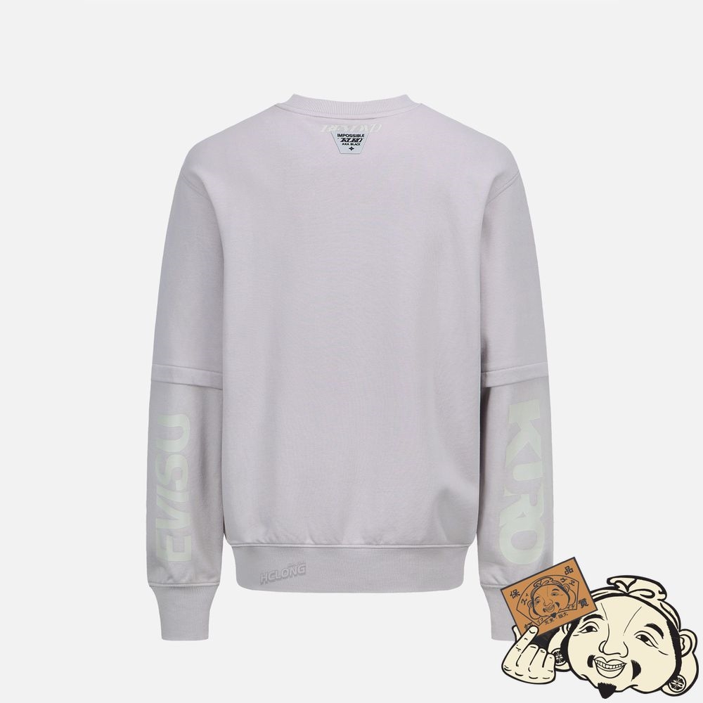 Men Evisu REFLECTIVE SEAGULL PRINT MOCK 2-IN-1 SWEATSHIRT Violette Clair | 126OIBASN