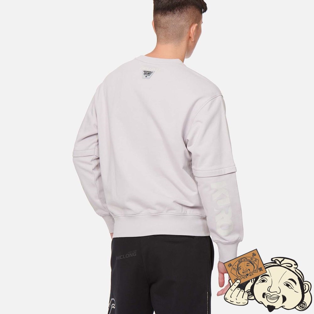 Men Evisu REFLECTIVE SEAGULL PRINT MOCK 2-IN-1 SWEATSHIRT Violette Clair | 126OIBASN