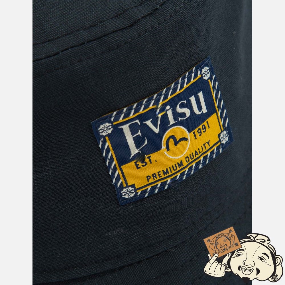 Men Evisu RETRO LOGO PRINT BUCKET HAT Noir | 309XOMKNS