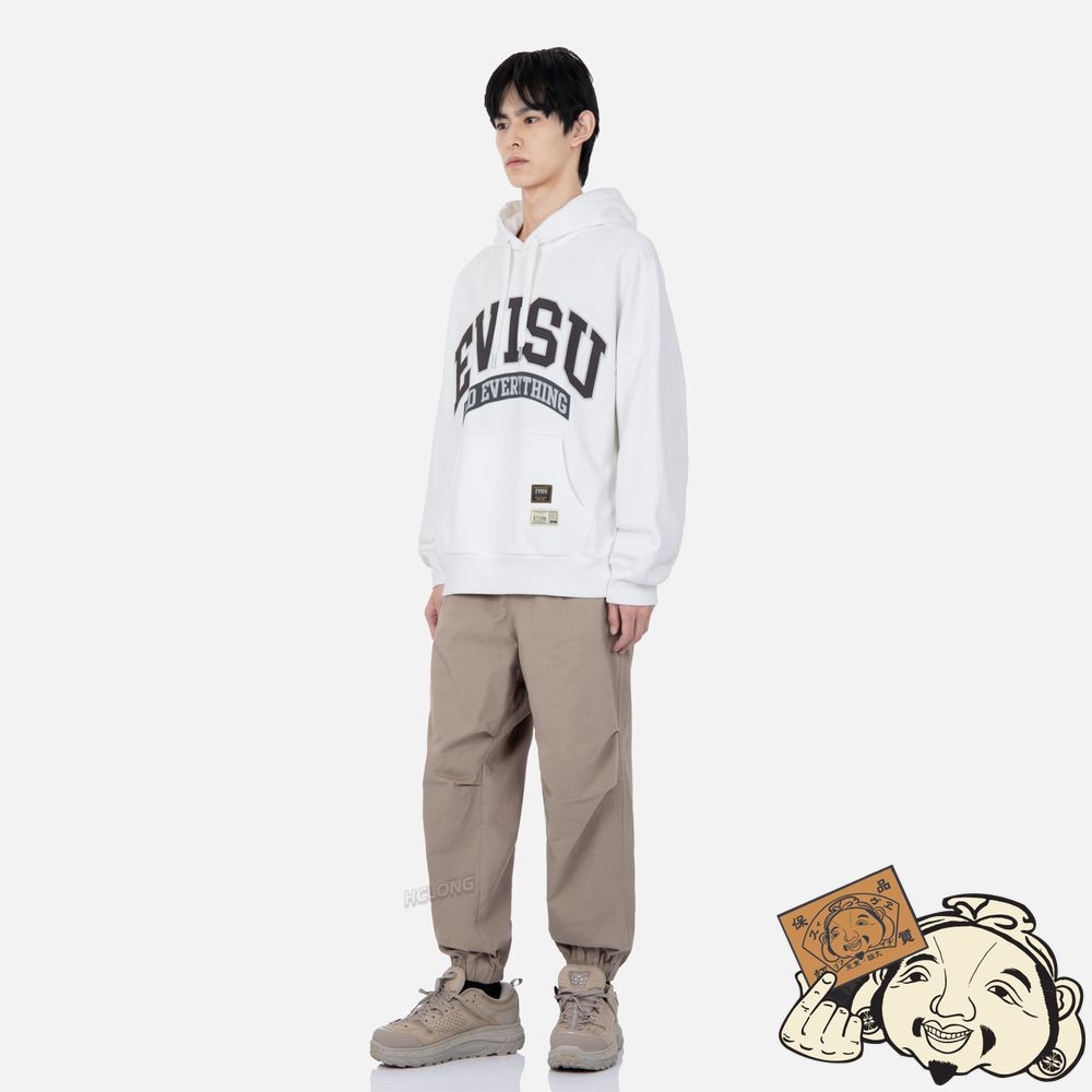 Men Evisu RETRO LOGO PRINT OVERSIZED HOODIE Blanche | 263FRVGPC