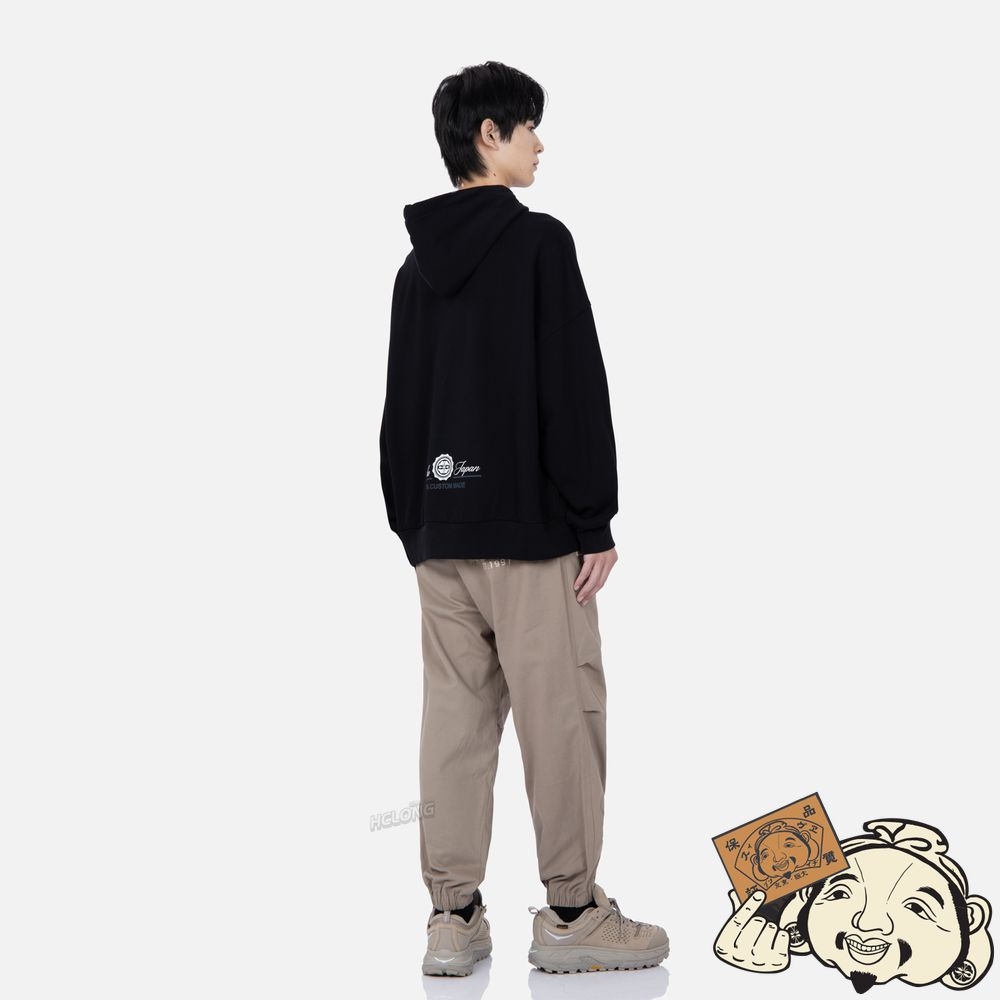Men Evisu RETRO LOGO PRINT OVERSIZED HOODIE Noir | 319LGFYOB