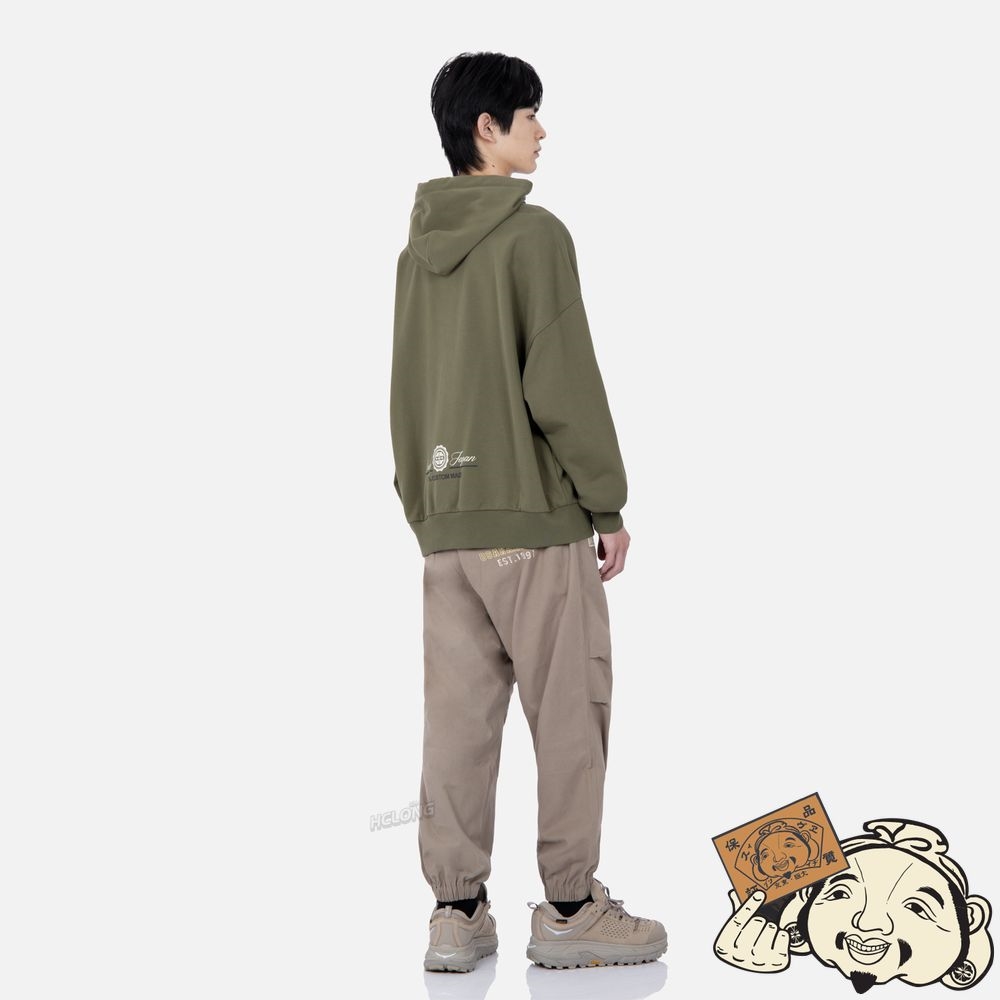 Men Evisu RETRO LOGO PRINT OVERSIZED HOODIE Vert | 497VKWZUH
