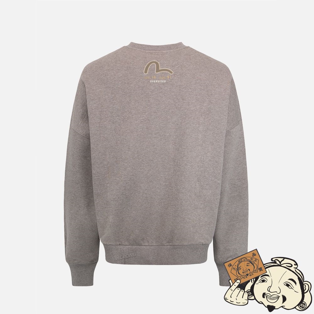 Men Evisu RETRO LOGO PRINT OVERSIZED SWEATSHIRT CHARCOAL | 031ALOTGC